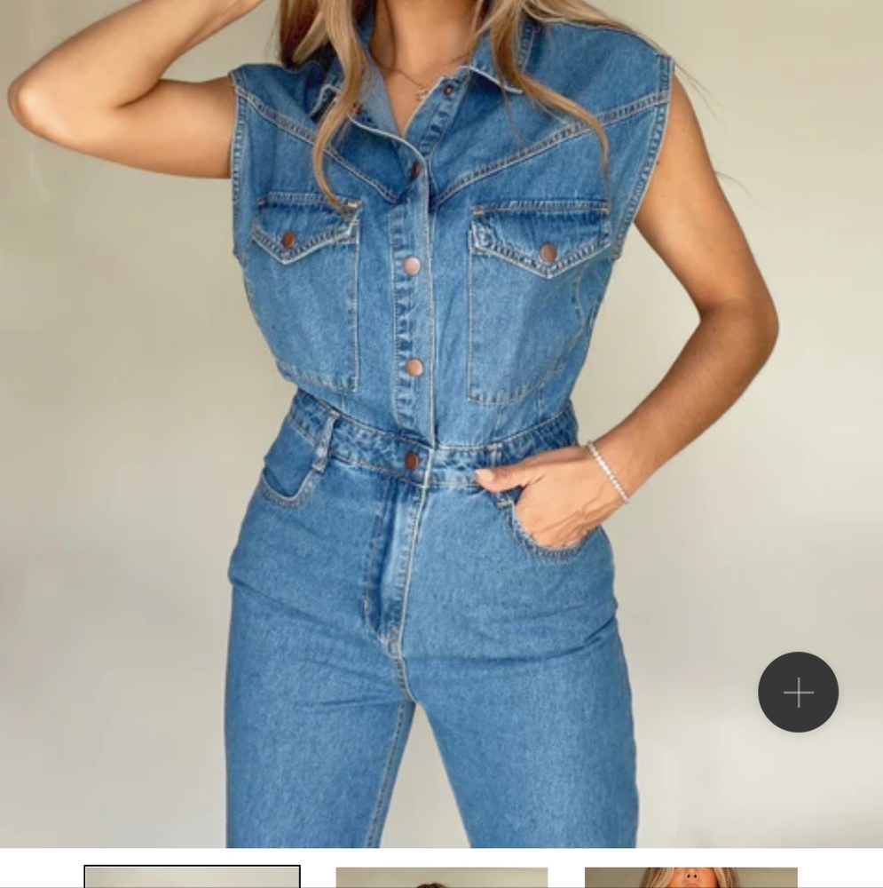 Nwt Miou Muse Scenic Route Denim Jumpsuit size medium